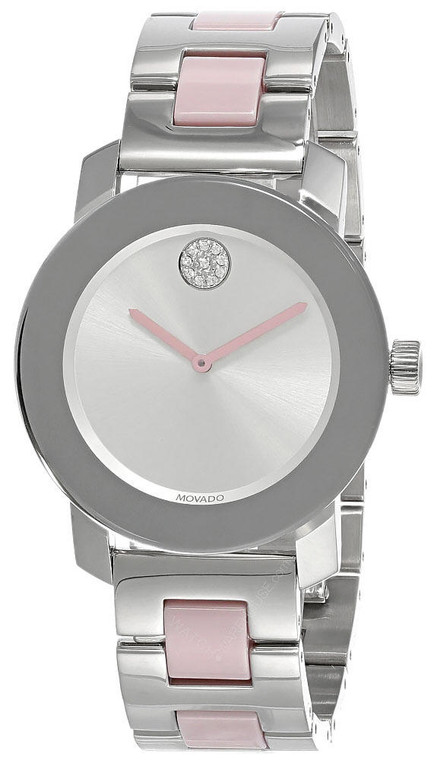 Movado watches MOVADO BOLD 36MM Quartz SS Pink/Silver Ceramic Womens Watch 3600702