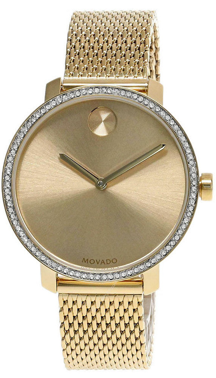 Movado watches MOVADO Bold Shimmer 34MM SS Yellow Gold Dial Womens Mesh Watch 3600656