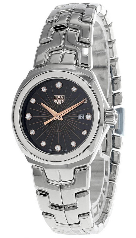 TAG Heuer Watches‎ TAG HEUER Link 32MM SS Black Dial Diamond Womens Watch WBC131FBA0649