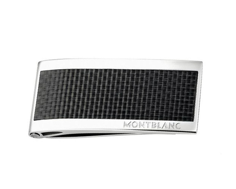 Montblanc Accessories MONTBLANC Polished Stainless Steel Money Clip with Black Carbon 104731 