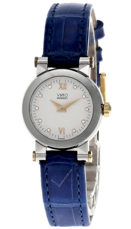 Movado watches MOVADO Vizio White Diamond Dial Blue Leather Womens Watch 98.36.828