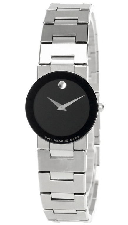 Movado watches MOVADO Safiro 23MM Stainless Steel Black Dial Womens Watch 0604010