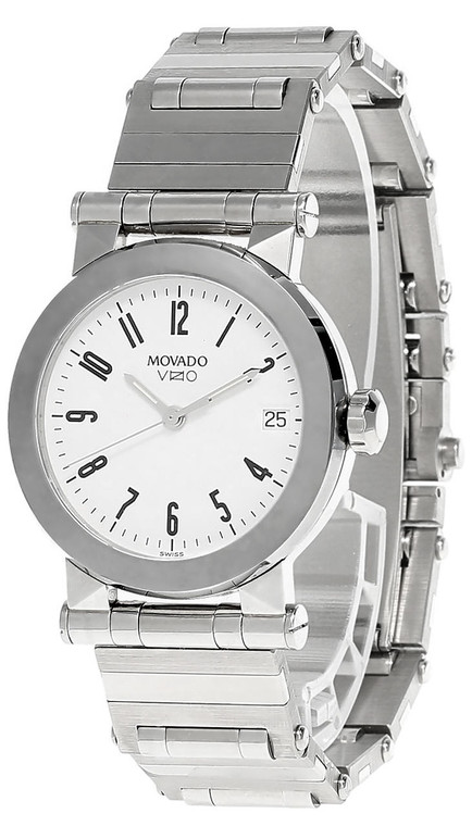 Movado watches MOVADO Vizio Stainless Steel White Dial Date Unisex Watch 83-65-868
