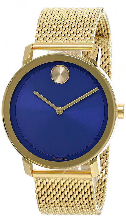 Movado watches MOVADO Bold Stainless Steel Blue Dial Gold Mesh Mens Watch 3600669