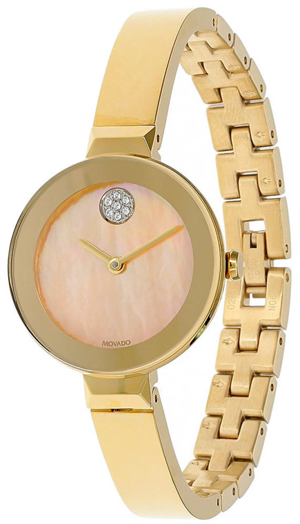 Movado watches MOVADO Bold SS Yellow MOP Diamond Dial Gold Bangle Womens Watch 3600627