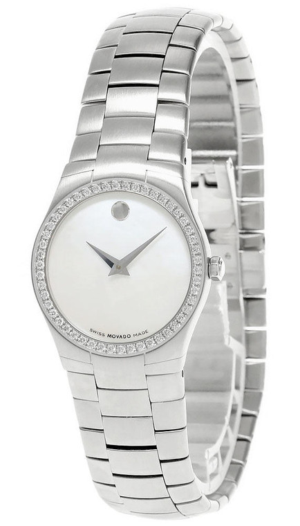 Movado watches MOVADO Museum SS White MOP Dial Diamond Bezel Womens Watch 0605729