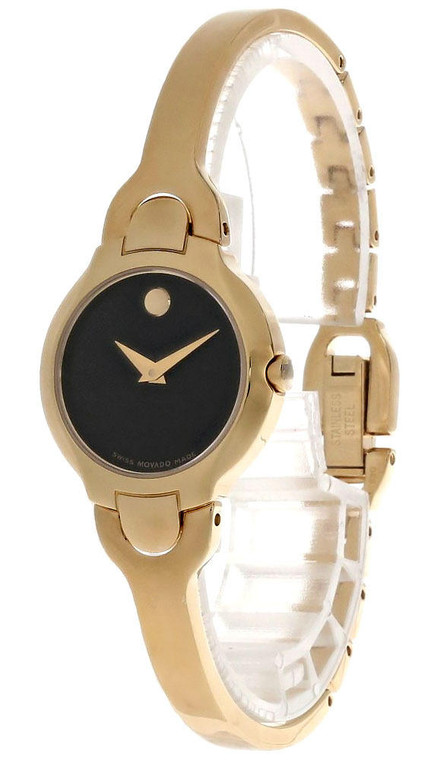 Movado watches MOVADO Museum SS Black Dial Gold-Tone Bangle Womens Watch 0605249