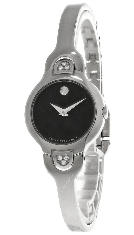 Movado watches MOVADO Museum Stainless Steel Black Dial Bangle Womens Watch 0605489