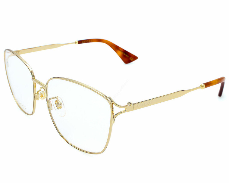 Eyewear Brands GUCCI Square Clear Lens Gold Frame 56-17-145MM Womens Eyewear GG0819OA 001