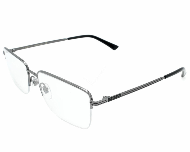 GUCCI Square Clear Lens Ruthenium Frame 58-18-145MM Men's Eyewear