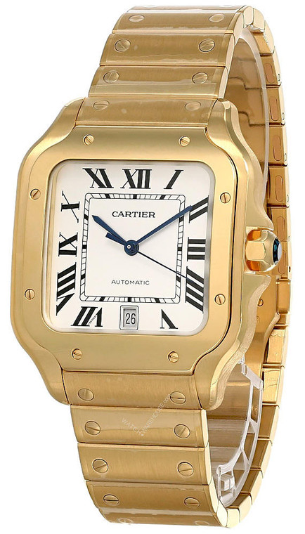 Cartier watches CARTIER SANTOS DE CARTIER L 18K 39.8MM Silver Dial Mens Watch WGSA0029