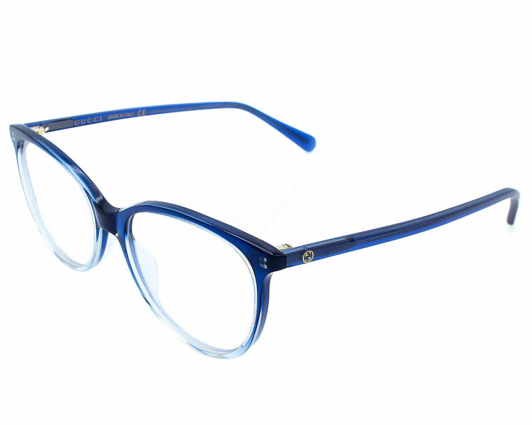 Eyewear Brands GUCCI Square Full Rim Blue Clear Lens 51-16-145MM Womens Eyewear GG0550O 004