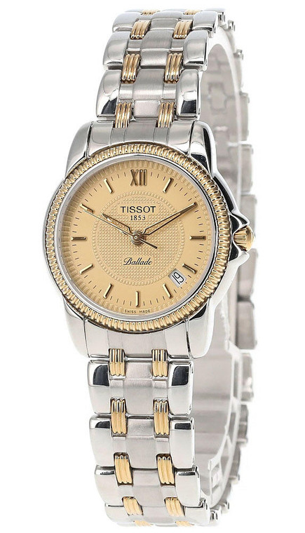 Tissot watches TISSOT Ballade 28MM SS Gold Dial 2-Tone Womens Watch T46.2.181.23/T46218123