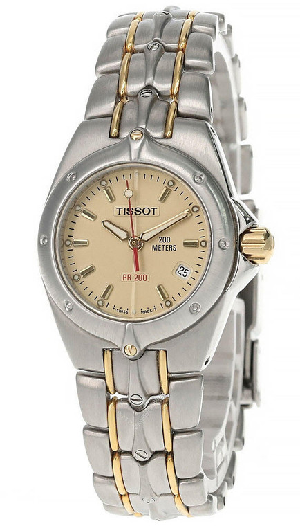 Tissot watches TISSOT PR200 28MM S-Steel Gold Dial Two-Tone Womens Watch P130.230