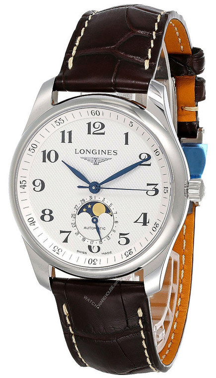 Longines watches LONGINES Master Moonphase 40MM AUTO Silver Dial LTHR Mens Watch L29094783