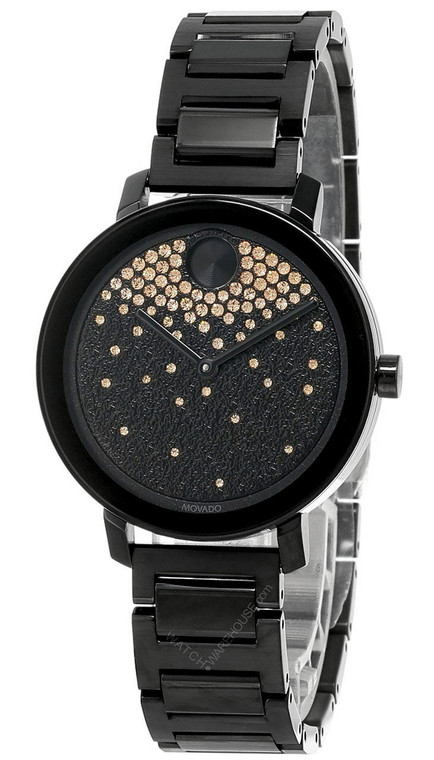 Movado watches MOVADO BOLD Evolution 34MM BLK Frosted-Textured Dial Womens Watch 3600707