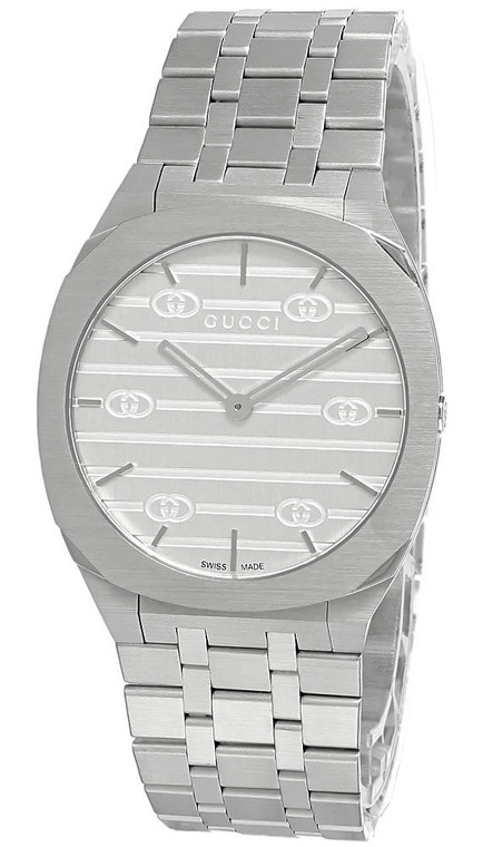 Gucci watches GUCCI 25H 34MM Quartz Stainless Steel Silver Dial Unisex Watch YA163402