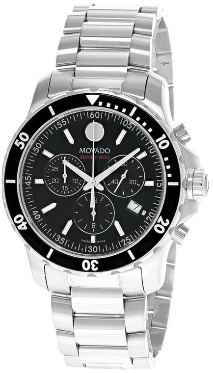 Movado watches MOVADO Series 800 CHRONO 42MM S-Steel Black Dial Mens Watch 2600142
