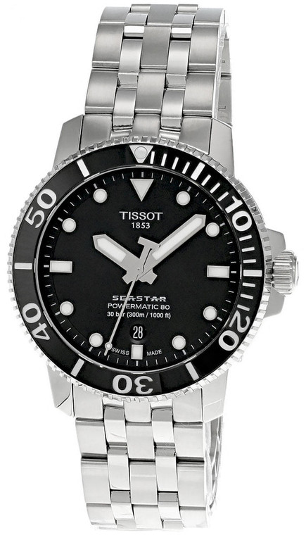 Tissot watches TISSOT Seastar 1000 Powermatic 43MM SS BLK Dial Mens Watch T1204071105100