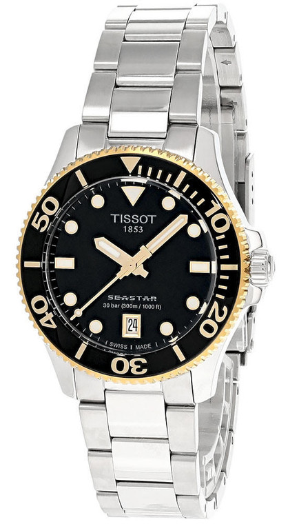 Tissot watches TISSOT Seastar 1000 36MM SS Black Dial Unisex Watch T1202102105100