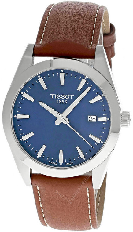 Tissot watches TISSOT Gentleman 40MM SS Blue Dial BRN Leather Men's Watch T1274101604100