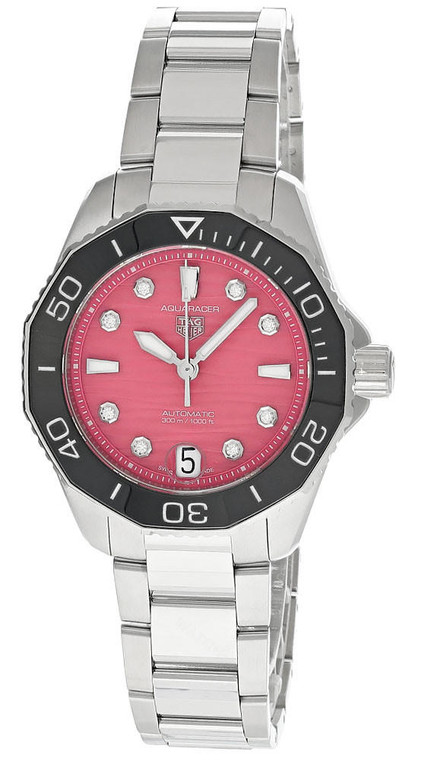 TAG Heuer Watches‎ TAG HEUER Aquaracer Professional 36MM Diamond SS Pink Dial Womens Watch WBP231JBA0618