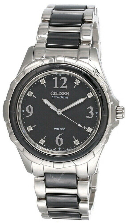 Citizen Watches New Citizen Eco-Drive Black Dial SS Men's Watch EM0031-56E