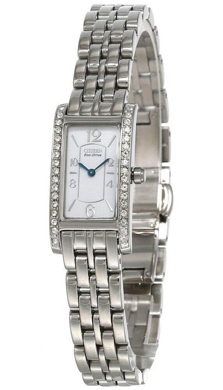 CITIZEN Palidoro Eco-Drive 27 MM White Dial Swarovski SS Women's Watch EG2020-52A
