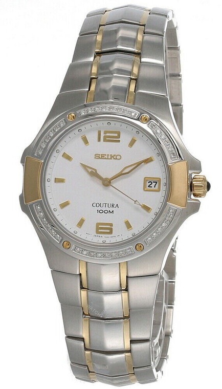 Seiko watches Seiko Coutura 41MM White Dial 2-Tone Men's Watch SGED28