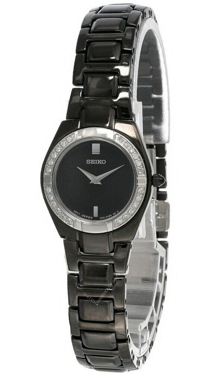 Seiko watches Seiko Black Dial Black Ion Plated SS Women's Watch SUJF11