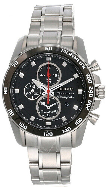 Seiko watches Seiko Sportura Chronograph Alarm Black Dial Men's Watch SNAE69