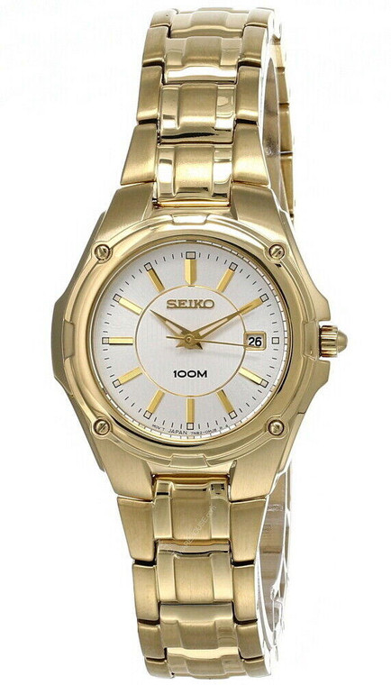 Seiko watches Seiko White Dial Gold-tone Stainless Steel Women's Watch SXDB48