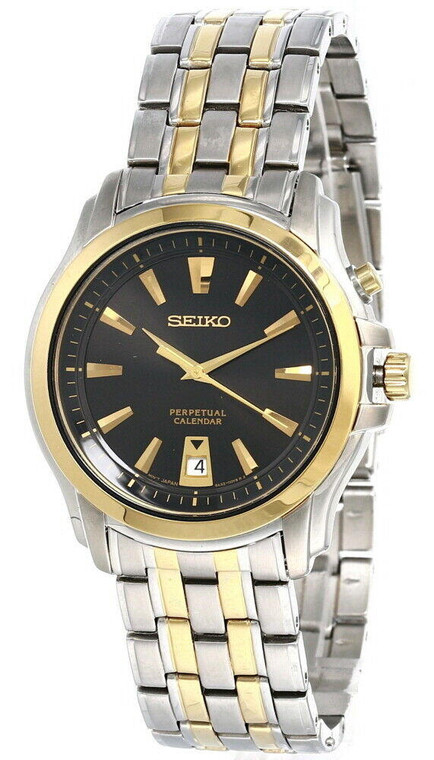 Seiko watches Seiko Black Dial 39MM Two-tone SS Men's Watch SNQ120