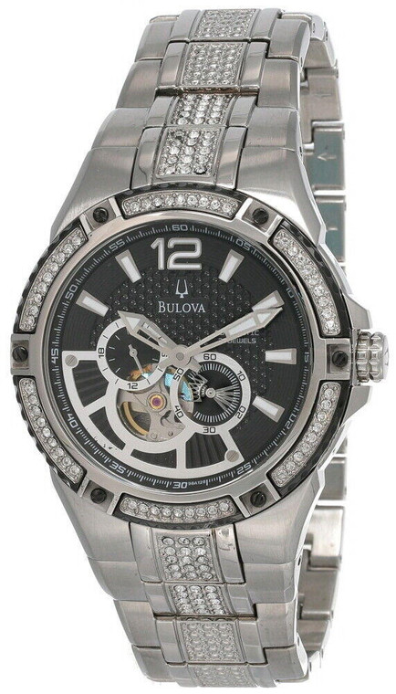 Bulova watches New Bulova Black Dial Auto Stainless Steel Men's Watch 98A128