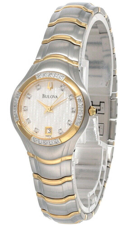 Bulova watches Bulova White Dial 2-Tone Stainless Steel Women's Watch 98R70