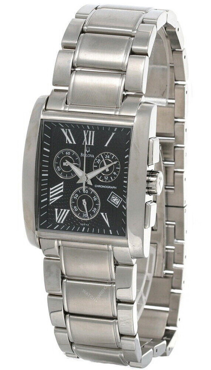 Bulova watches New Bulova Intermezzo Chrono Black Dial Stainless Steel Men's Watch 96G45
