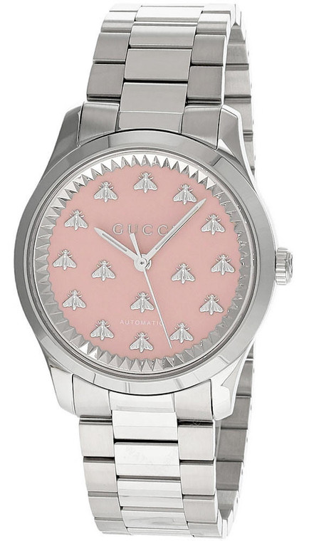GUCCI G-Timeless 38MM AUTO S-Steel Pink Dial Women's Watch YA1264188