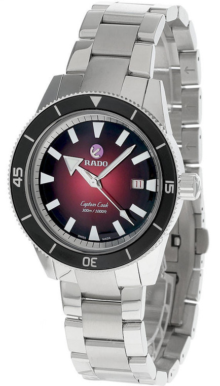 Rado watches RADO Captain Cook AUTO 42MM Stainless Steel Red Dial Men's Watch R32105353