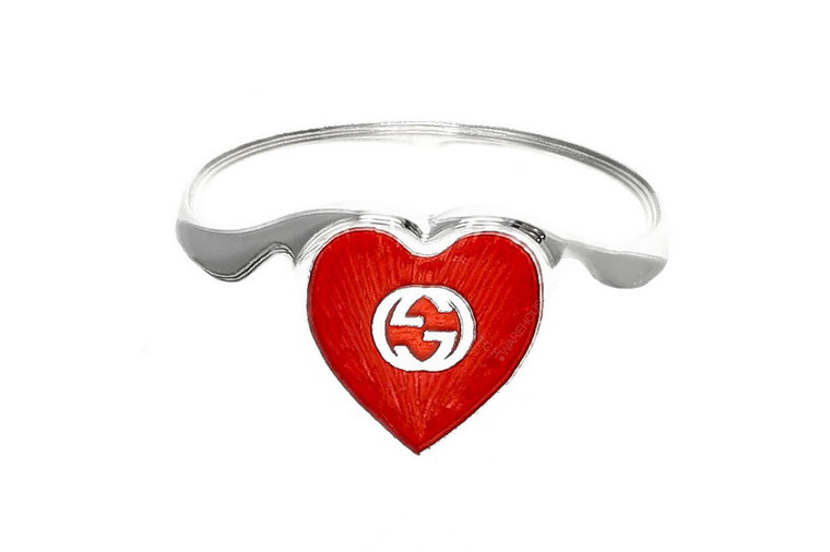 Gucci Jewelry GUCCI Sterling Silver Red Heart Ring YBC6455440010