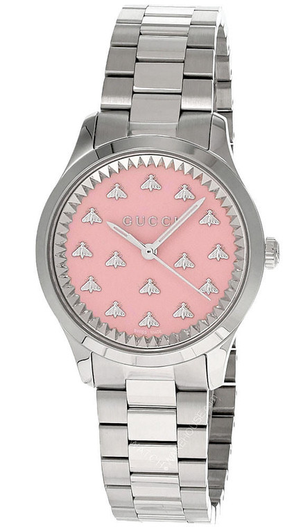 Gucci watches GUCCI G-Timeless 32MM Quartz SS Pink Dial Women's Watch YA1265033 
