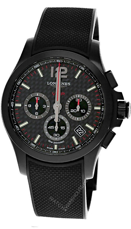 LONGINES Conquest V.H.P Quartz 42MM Carbon Fiber Dial Rubber Men's Watch L3.717.2.66.9 / L37172669