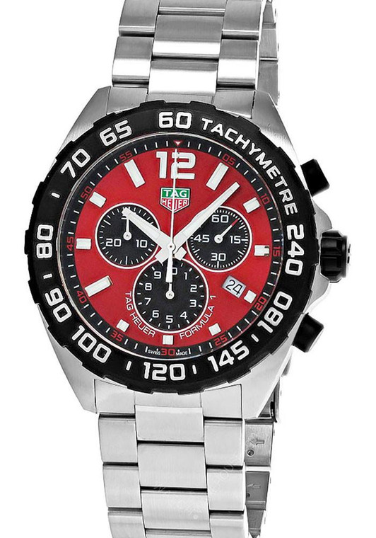 TAG Heuer Watches‎ TAG HEUER Formula 1 43MM CHRONO SS Red Dial Men's Watch CAZ101AN.BA0842 