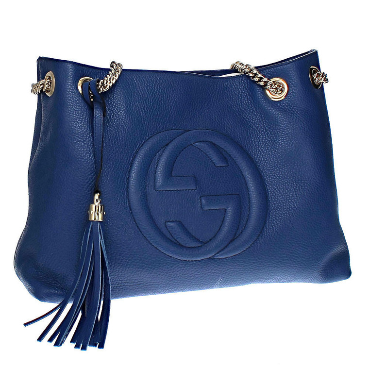 Gucci Accessories GUCCI Soho Leather With Tassle Blue Shoulder Bag 536196 A7M0G 4231 
