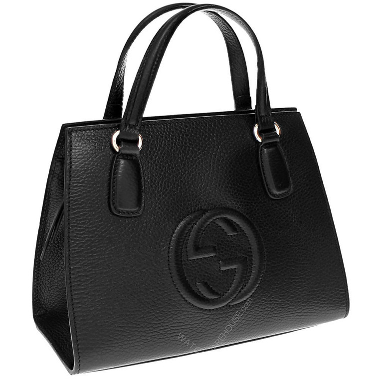 Gucci Accessories GUCCI Soho Black Leather Crossbody Tote Bag 607722 CAO0G 1000 