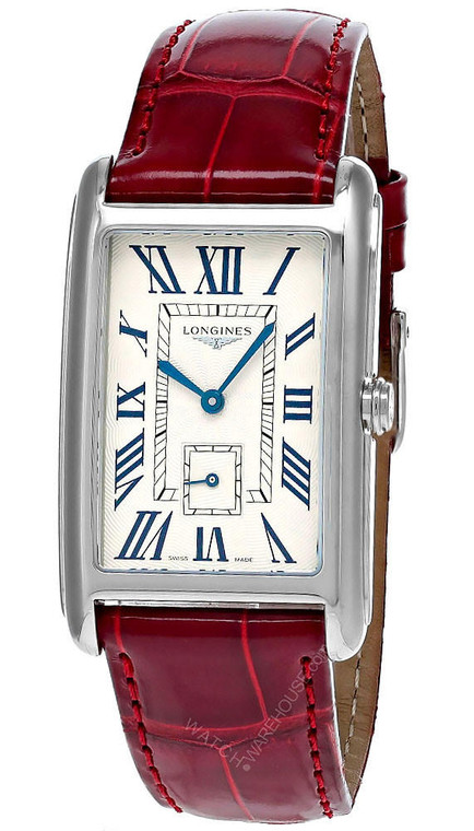 Longines watches LONGINES DolceVita 25MM Silver Dial Red Alligator LTHR Women's Watch L5.755.4.71.5  