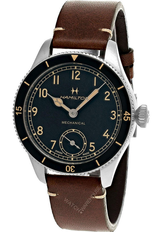 Hamilton watches HAMILTON Khaki Pilot Pioneer 43MM Black Dial Leather Men's Watch H76719530 