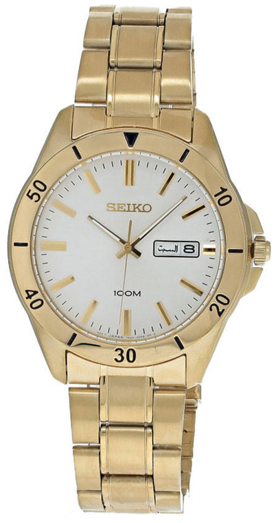 Seiko watches SEIKO Quartz 41MM White Dial Yellow Gold IP SS Men's Watch SGGA84P1  