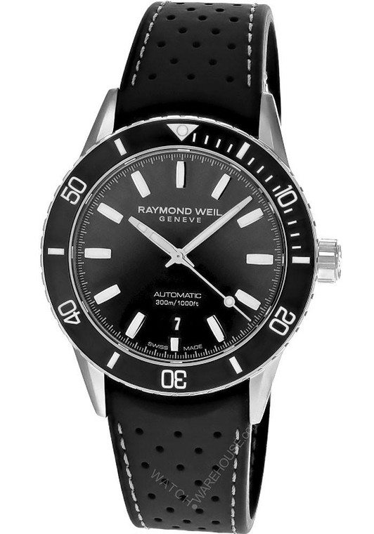 Raymond Weil Watches RAYMOND WEIL Freelancer Diver 42.5MM Black Rubber Men's Watch 2775-SR1-20051 