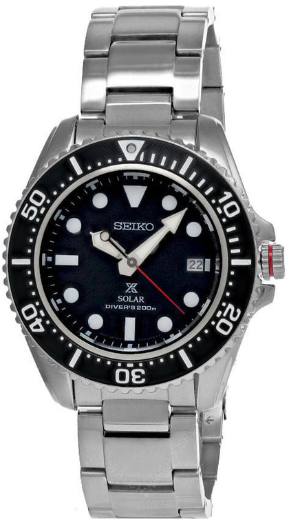 Seiko watches SEIKO Prospex Solar Diver 42.8MM Black Dial SS Men's Watch SNE589 