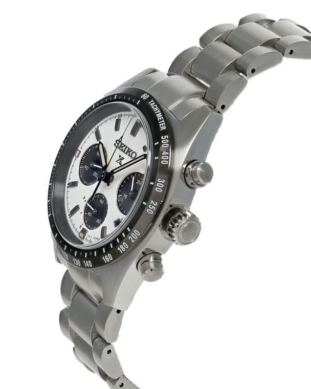 Seiko Prospex Speedtimer Solar Chronograph White Dial Silver Steel Strap Watch for Men - SSC813